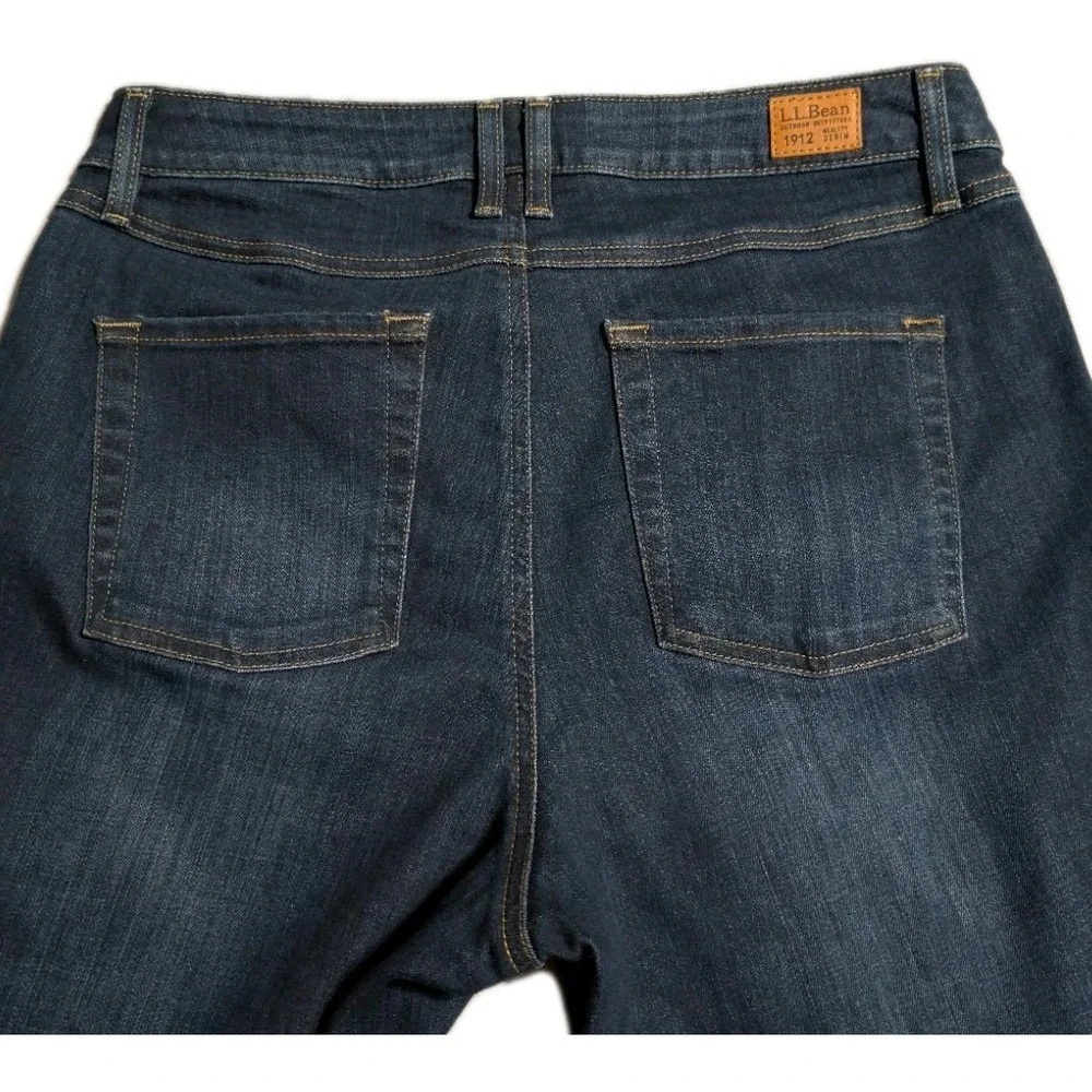 L.L.Bean BeanFlex Bootcut Jeans Womens 12‎ Regular Dark Wash Stretch Denim